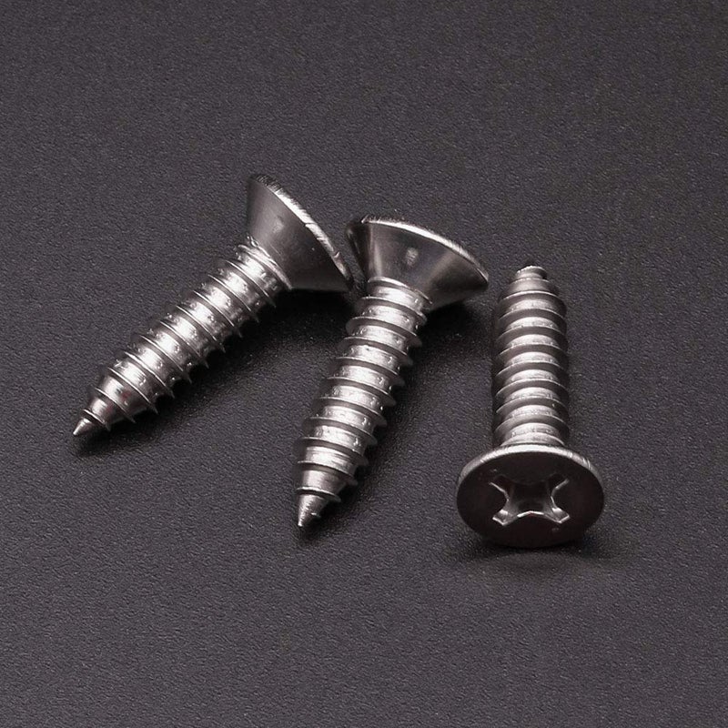 RoyceMart 100 Pack #10 x 3/4" Flat Head Phillips Self Tapping Screws, 18-8 Stainless Steel 304, Countersunk Sheet Metal & Wood Screws, Corrosion Resistant Fasteners - Image 2